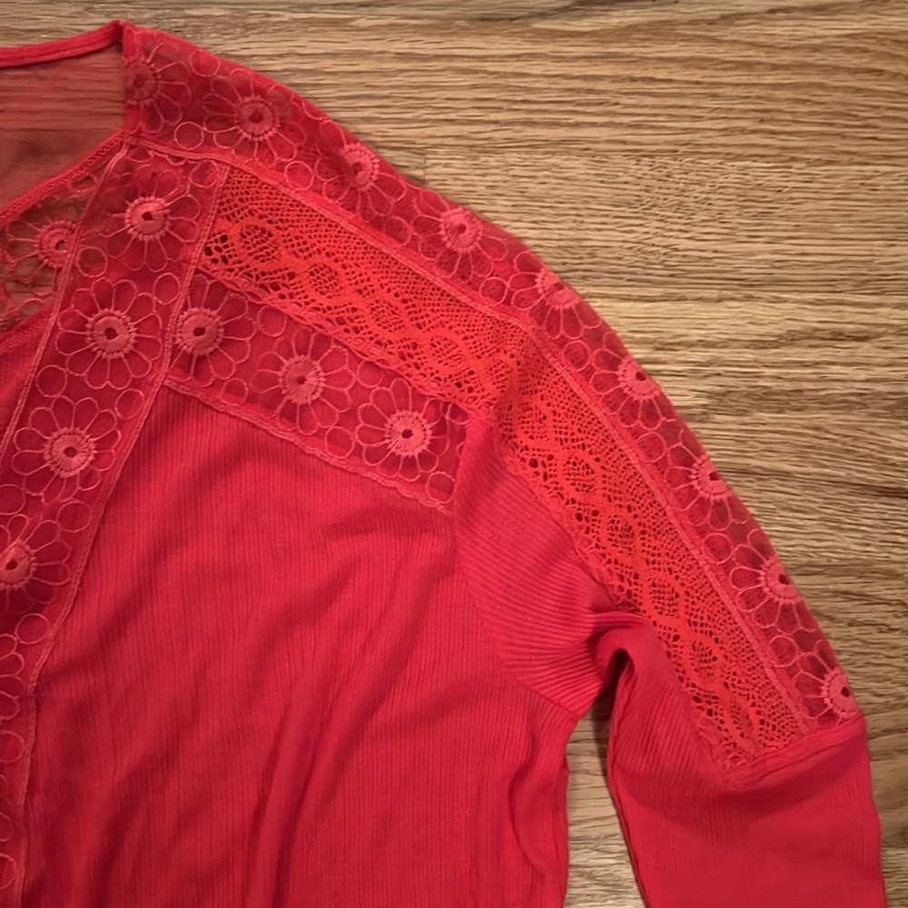 Free People Womens Lola Oversized Top Rose Crimson Red size small - Picture 8 of 10